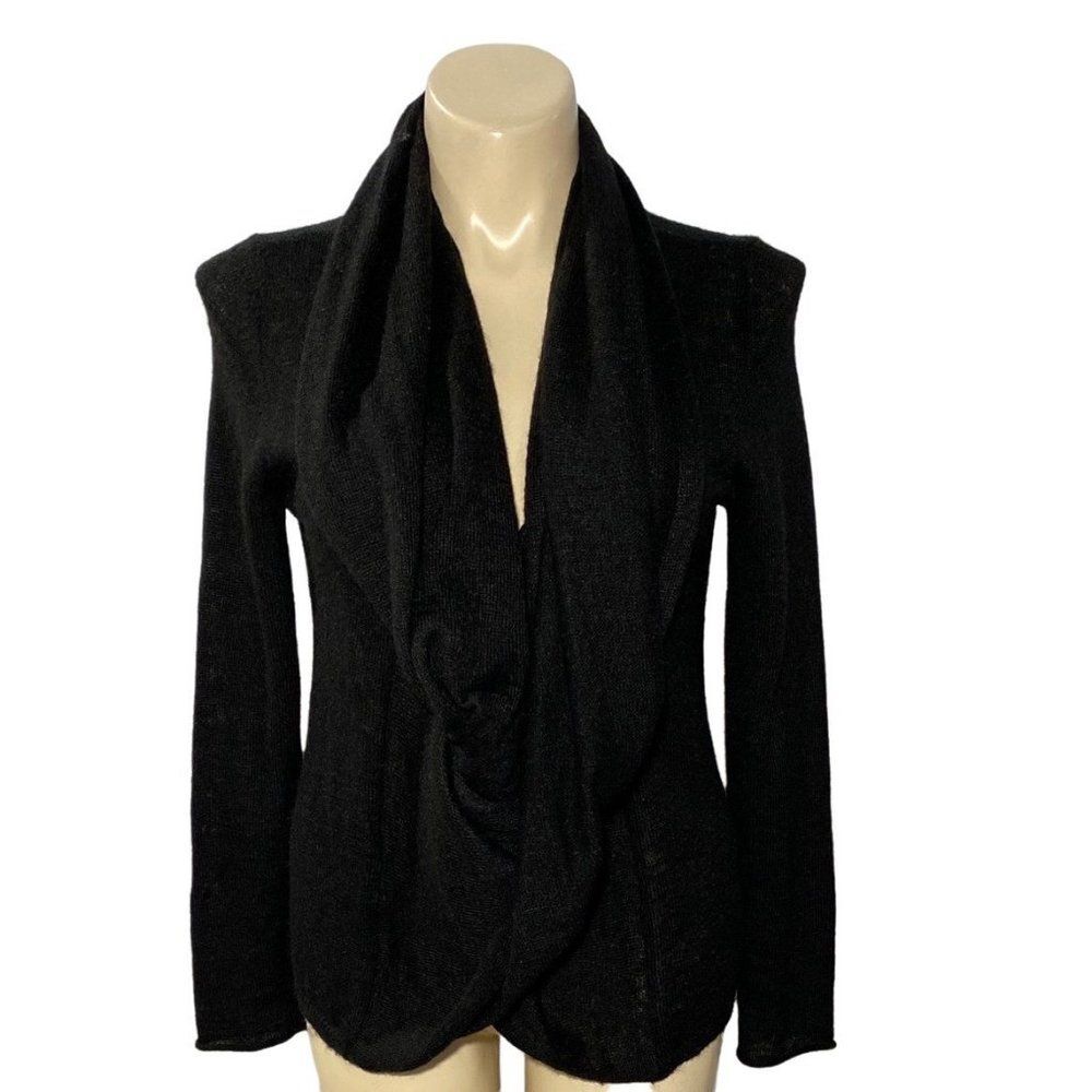 Talbots‎ Cardigan LARGE Black Soft Mohair Blend Wrap Sweater Infinity Scarf